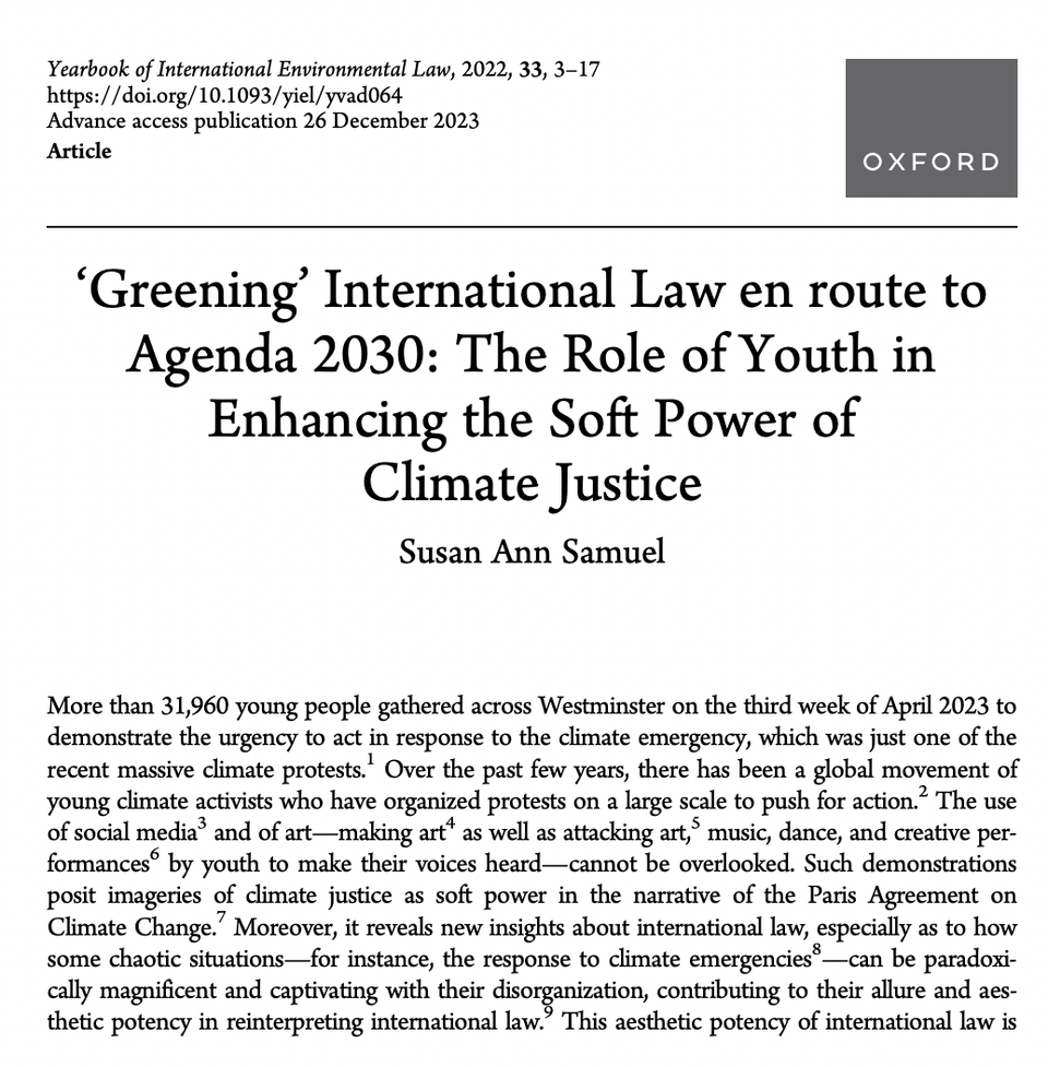 Published: First Journal Article - in Yearbook of International Environmental Law